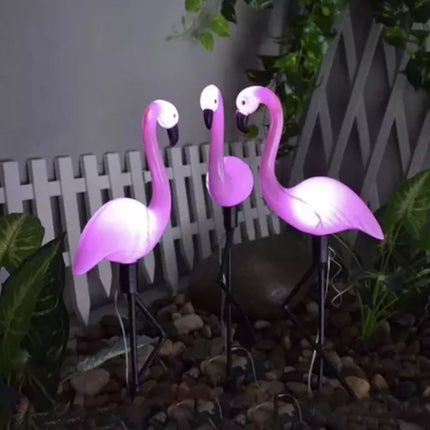 Solcelle flamingoer 3 stk. med lys