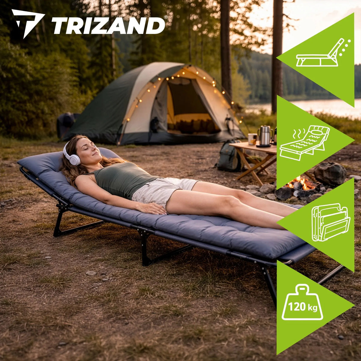 Foldbar Solseng med Hynde – Justerbar Have- og Strandliggestol