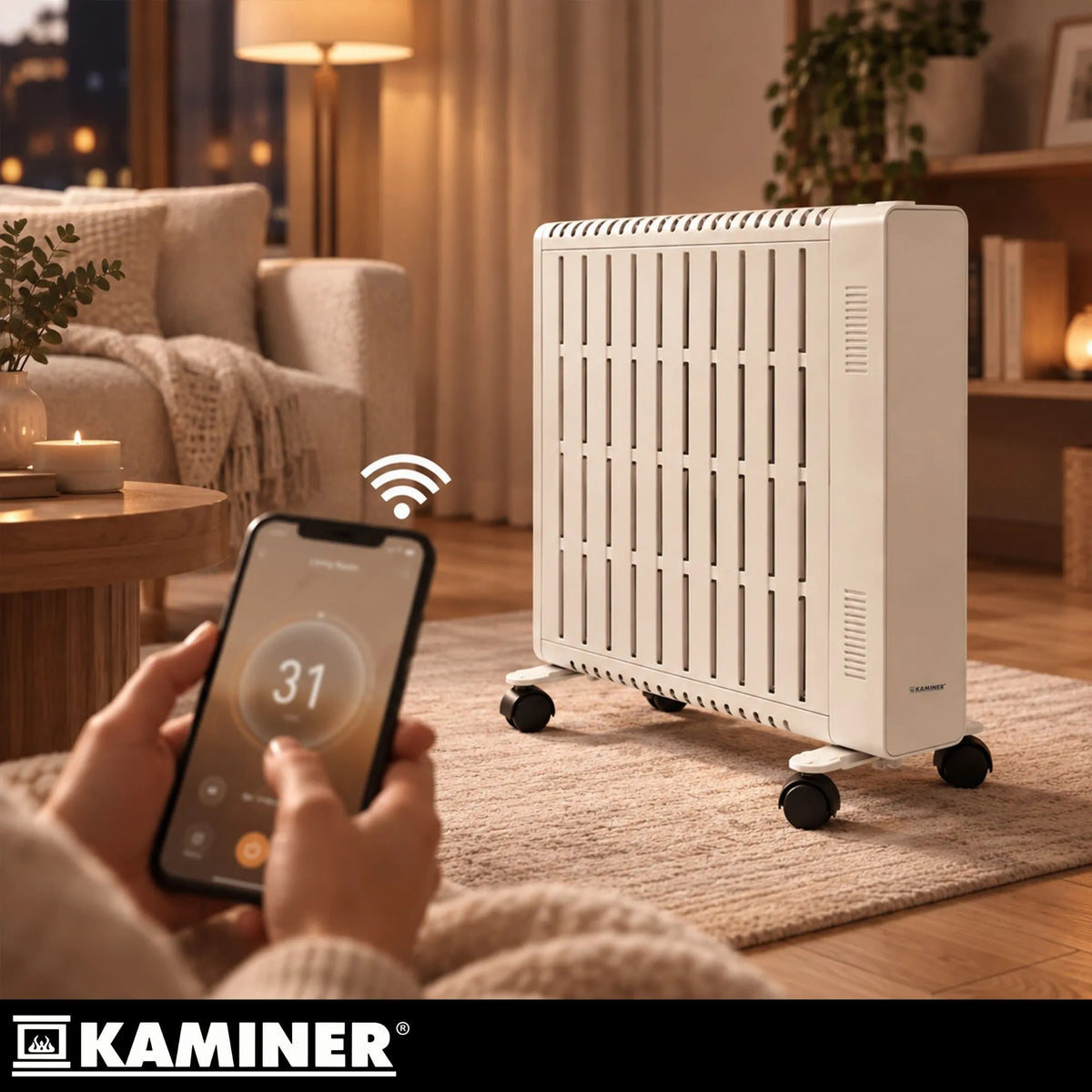 Kaminer Arvell Olieradiator sort eller hvid 2500W med WiFi & Termostat – 11 Ribber