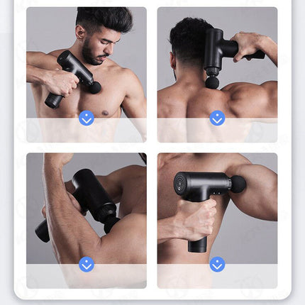 Massagepistol med 4 Udskiftelige Hoveder - Til Dybdegående Muskelafslapning