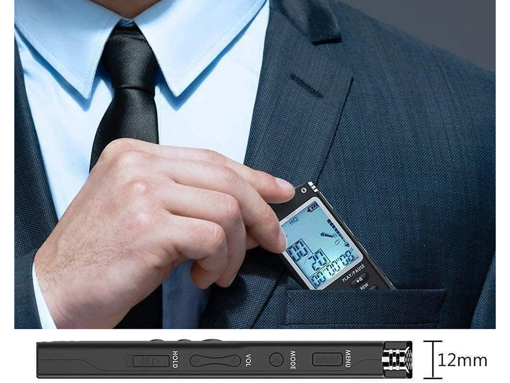 Digital Diktafon og MP3-afspiller med 8GB Lagerplads og Følsom Mikrofon