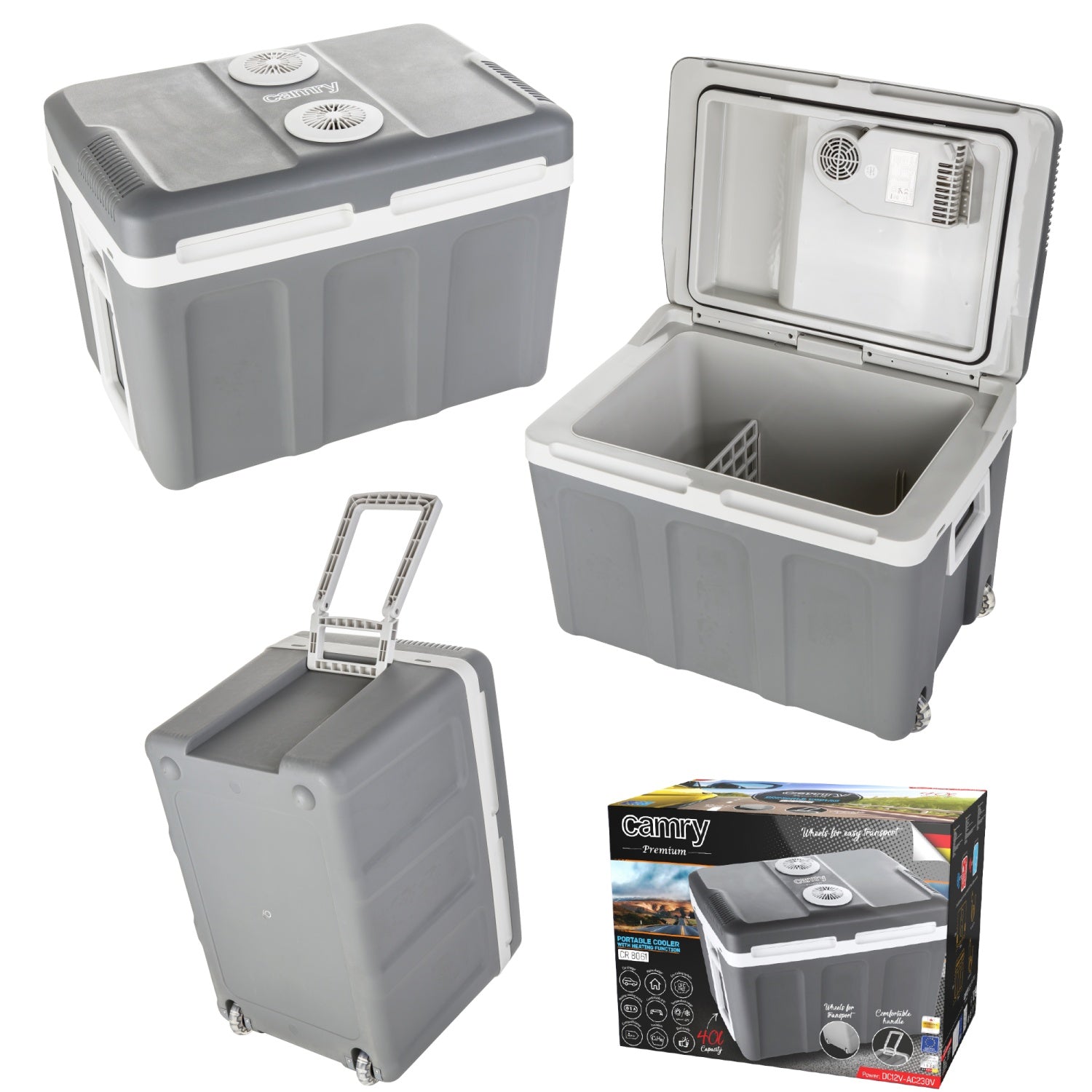 40 Liter Køle- og Varmekasse til Bil – Med Hjul, Dobbelt Strøm og Elegant Design