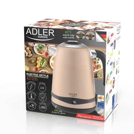 Stilfuld Elkedel i Rustfrit Stål med LCD-display og Temperaturstyring – 1,7 L