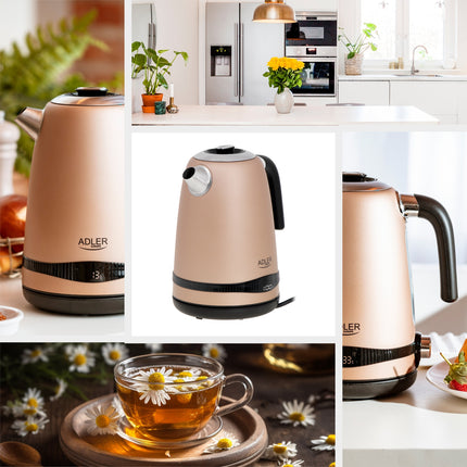 Stilfuld Elkedel i Rustfrit Stål med LCD-display og Temperaturstyring – 1,7 L