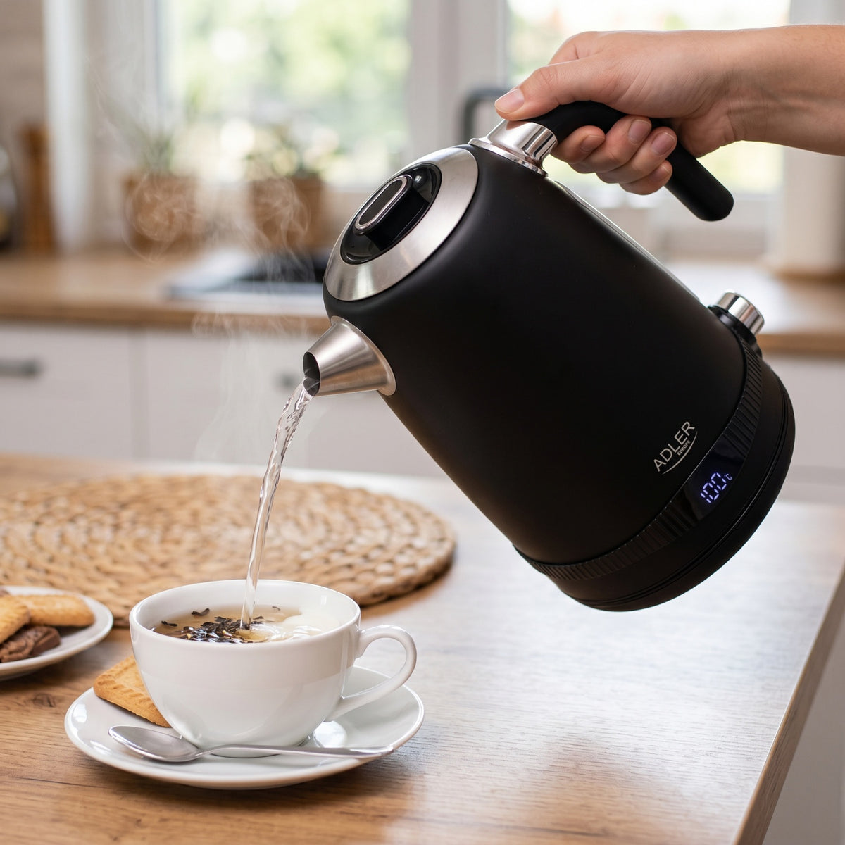 Elkedel 1,7 L i Rustfrit Stål med LCD-display og Temperaturstyring