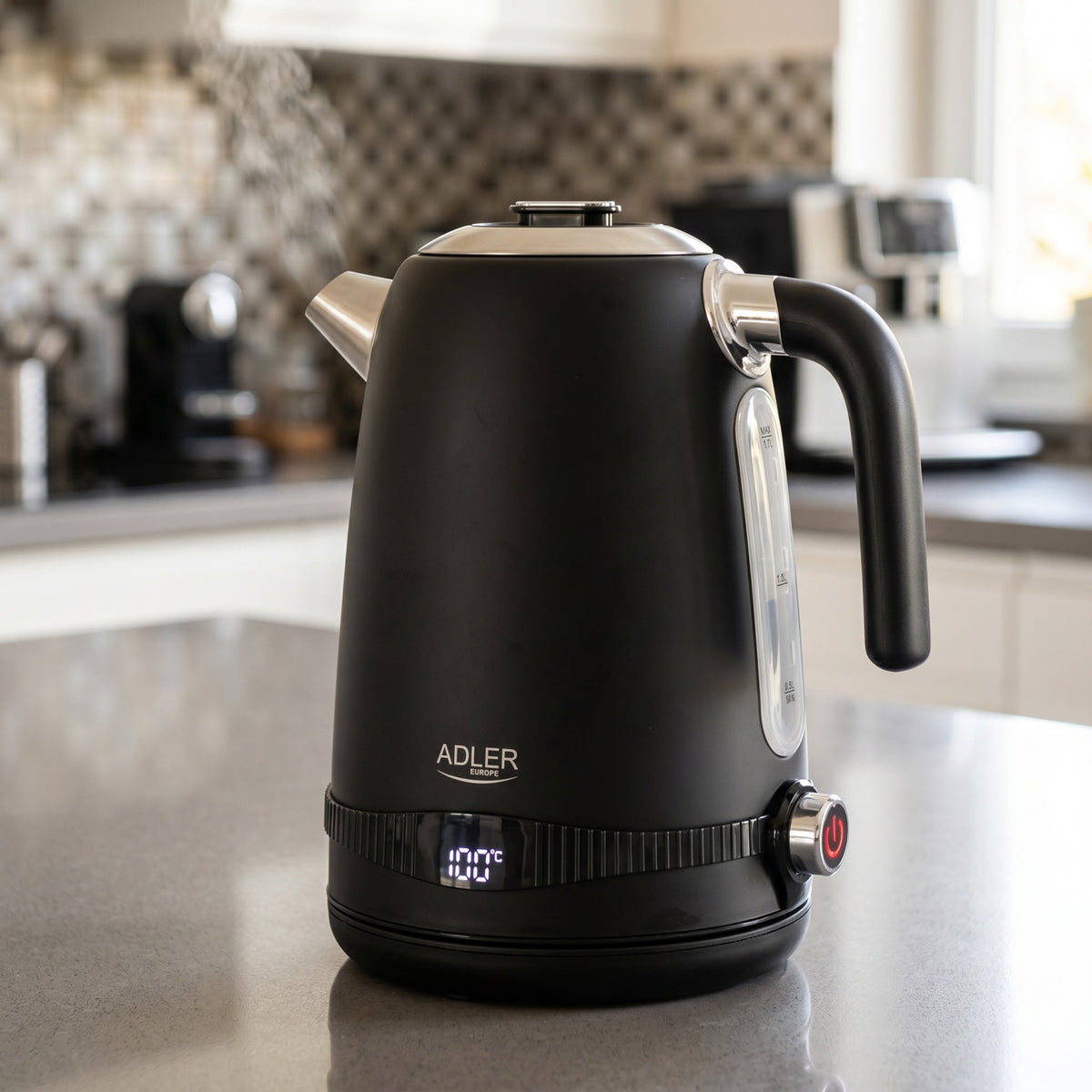 Elkedel 1,7 L i Rustfrit Stål med LCD-display og Temperaturstyring