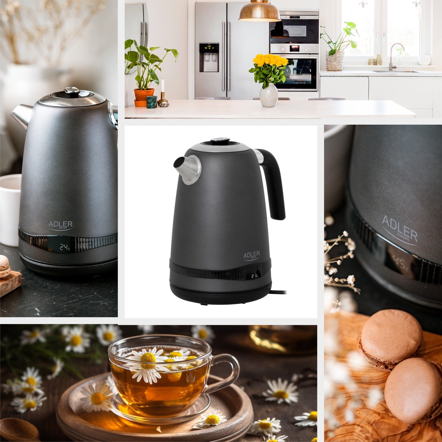 Elkedel 1,7 L i Rustfrit Stål med LCD-display og Temperaturstyring