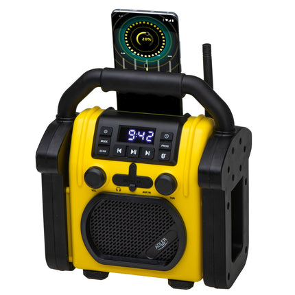 Robust Byggeradio med Bluetooth og Opladningsfunktion