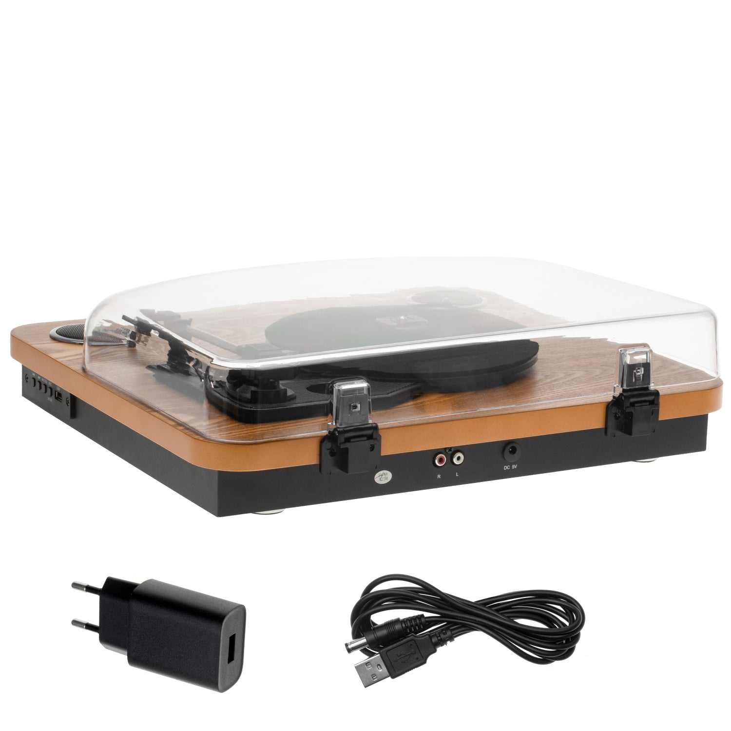 Pladespiller Hvid/træ farve med Bluetooth & USB optagelse
