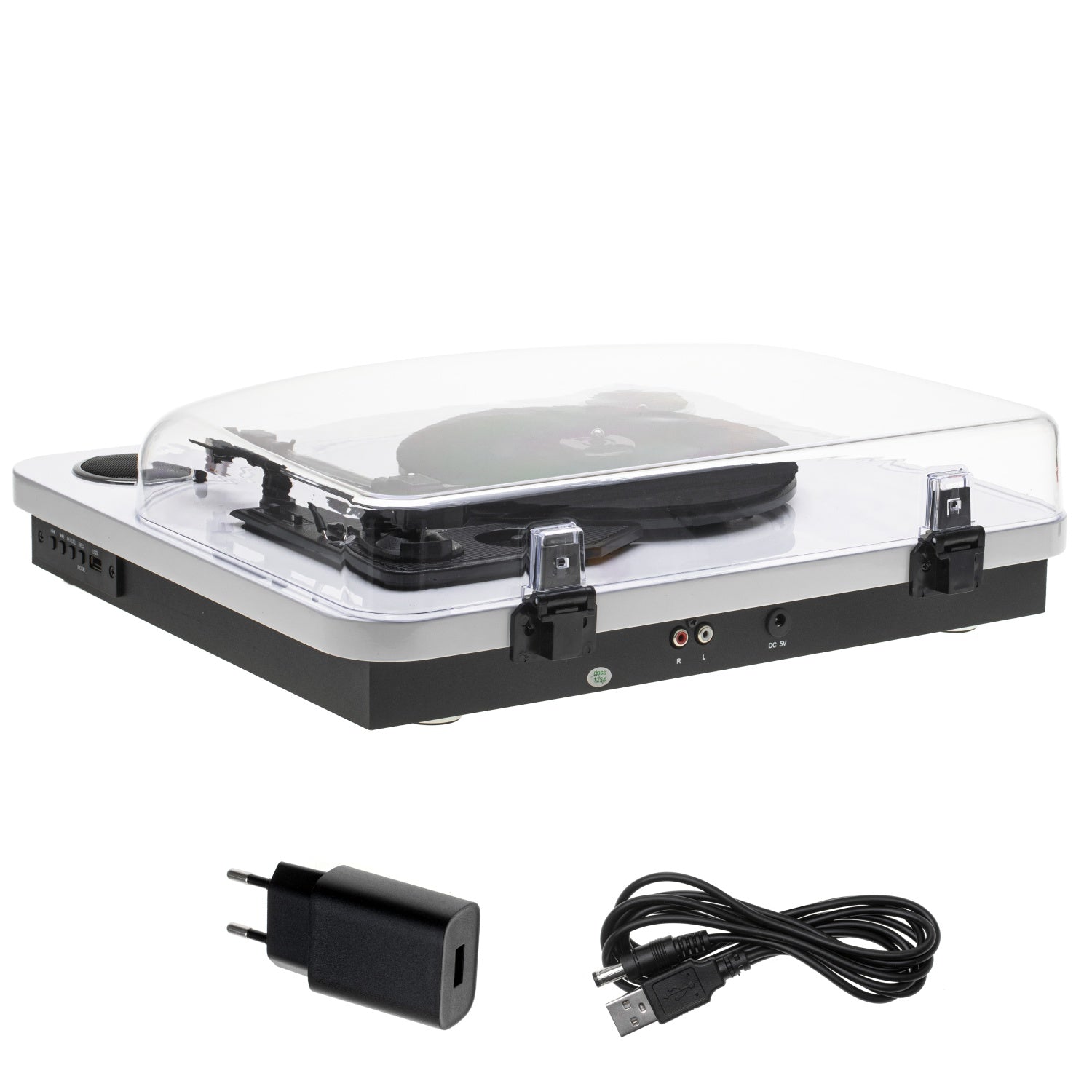 Pladespiller Hvid/træ farve med Bluetooth & USB optagelse