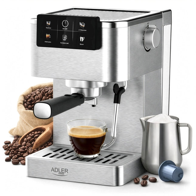 Espresso maskine 20 bar med mælkeskummer & touch display