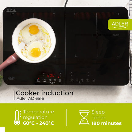 Induktionskogeplade, dobbelt – med Touch Display og Timer