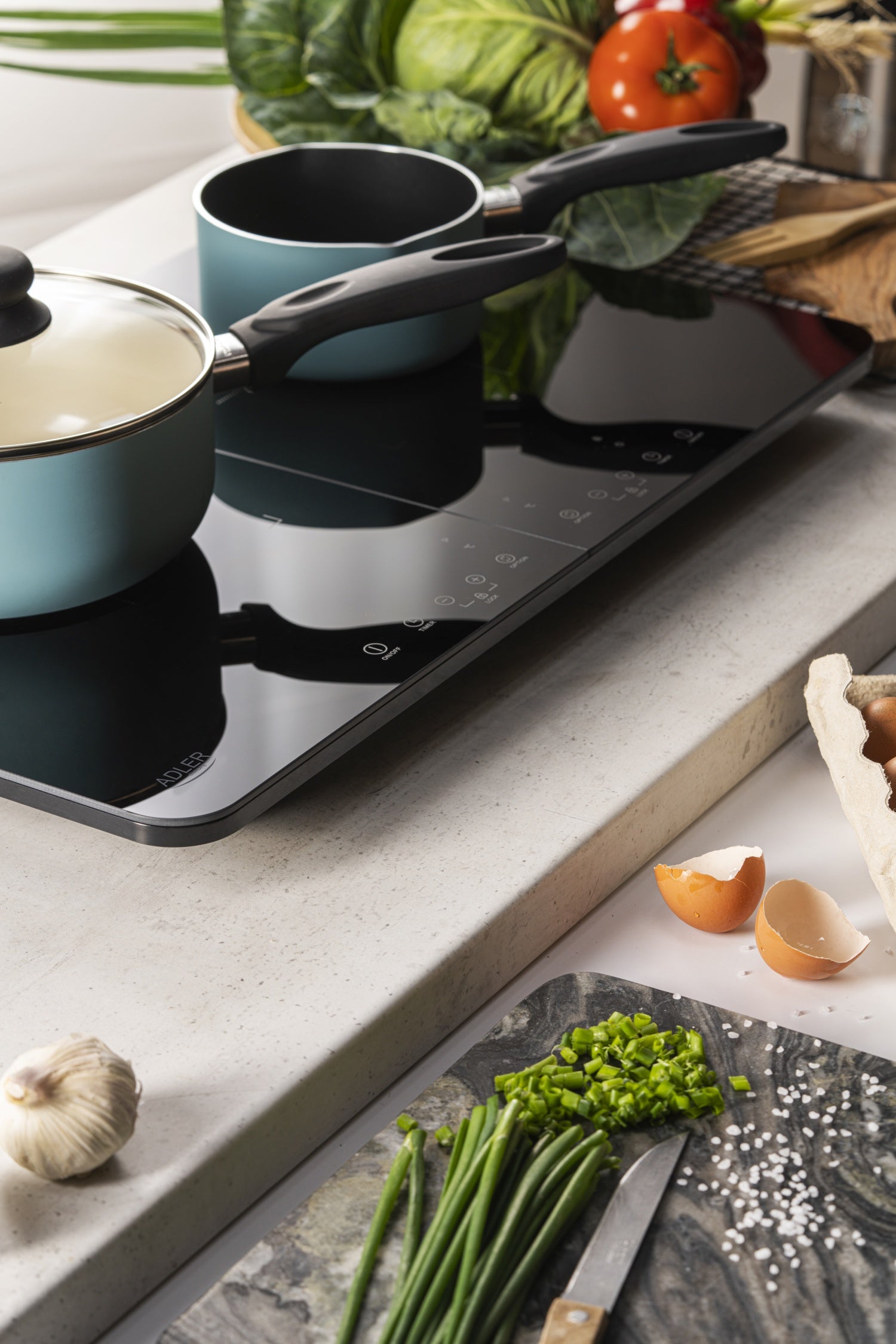 Induktionskogeplade, dobbelt – med Touch Display og Timer