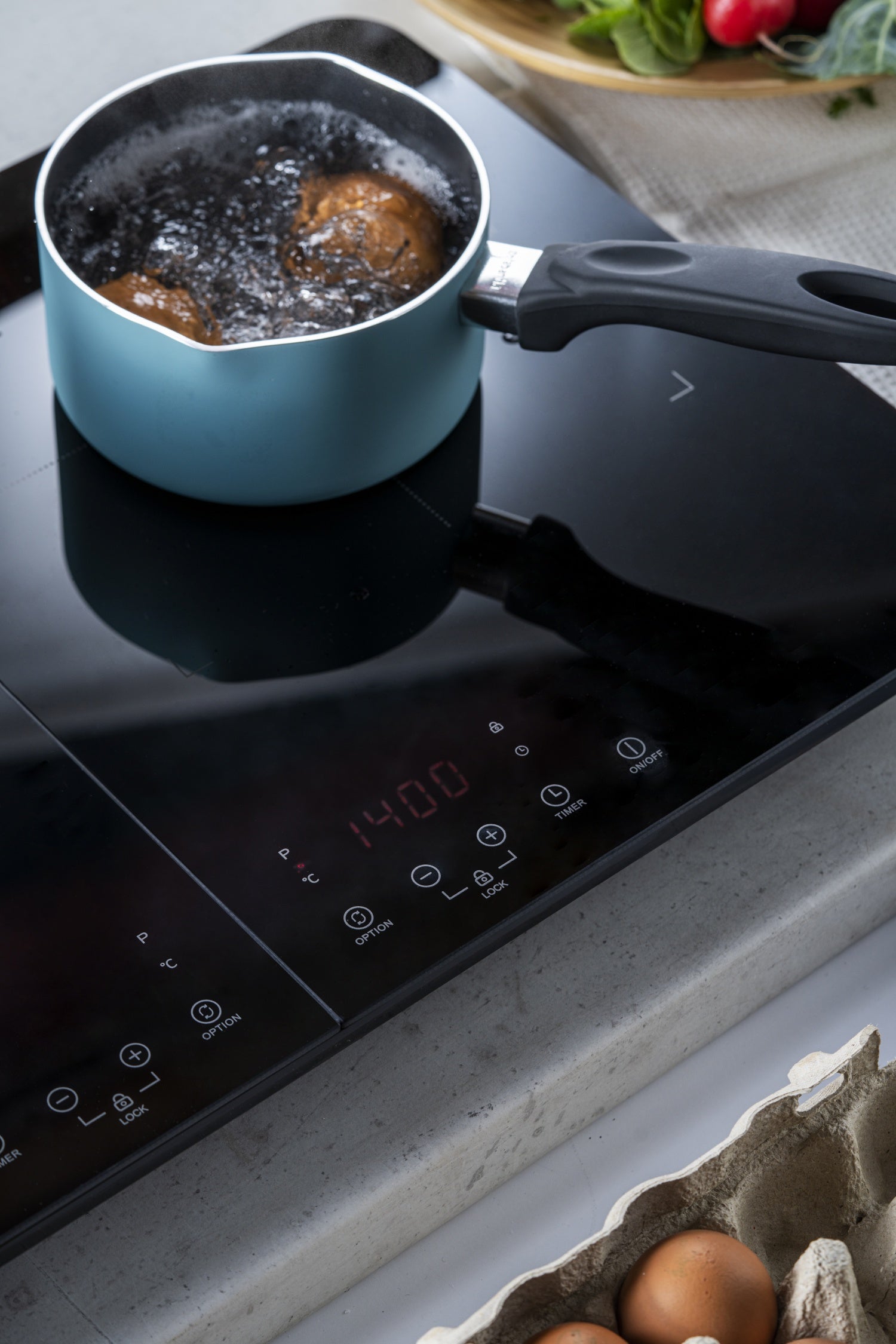 Induktionskogeplade, dobbelt – med Touch Display og Timer