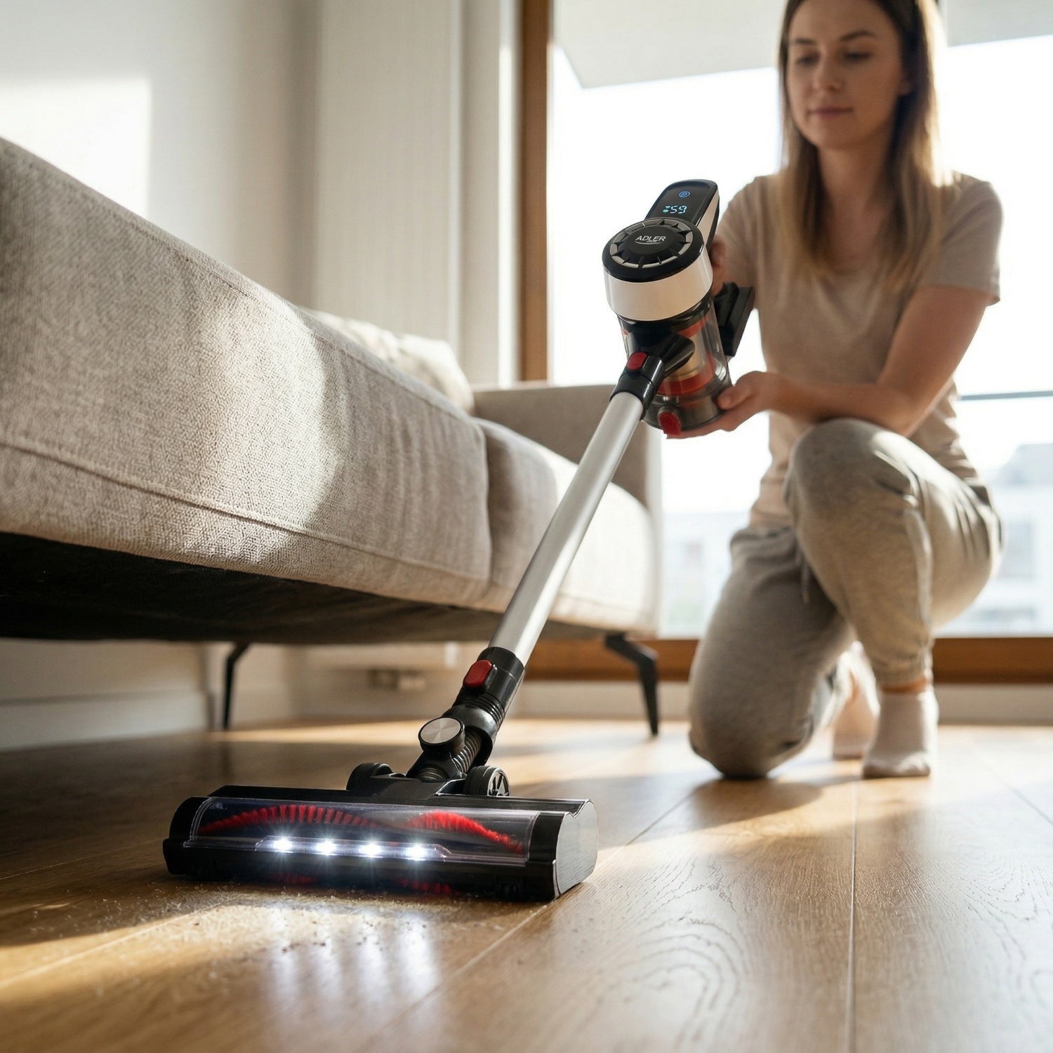 Støvsuger trådløs 2-i-1 18.000 Pa sugekraft og med Turbofunktion og LED-Lys