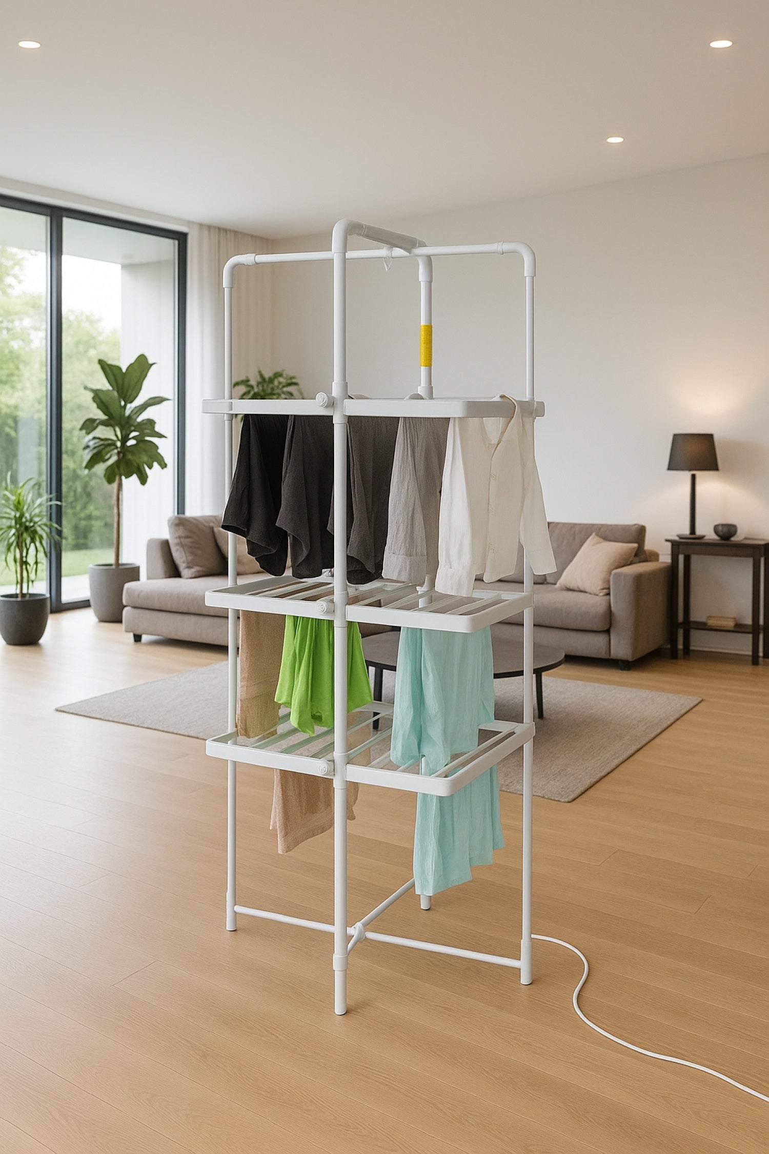 Tørrestativ, elektrisk og sammenklappeligt – med 30 varmeelementer og hurtig tørring