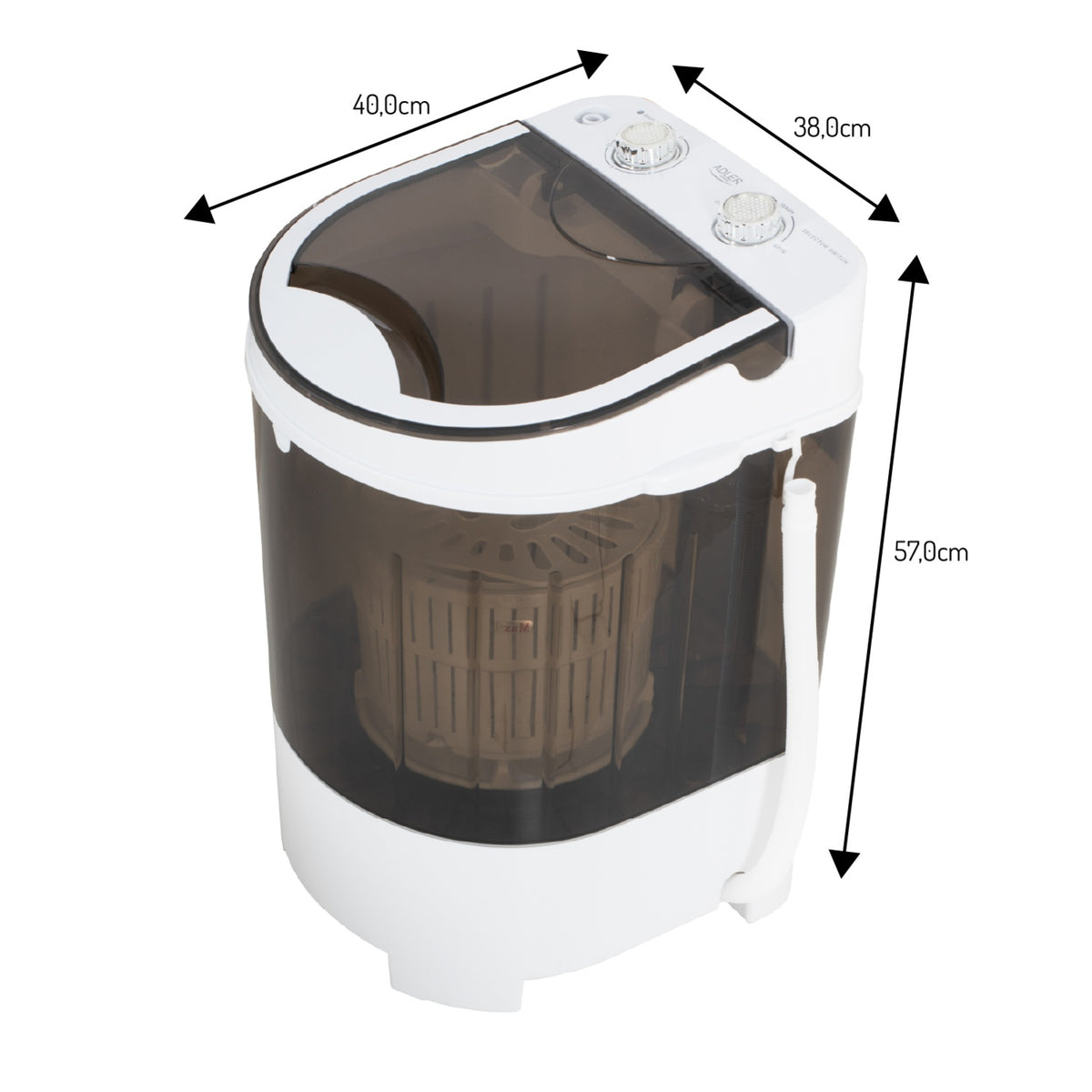 Mini Vaskemaskine med Centrifuge – 4 kg Kapacitet & 15 Min. Timer