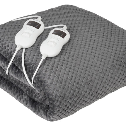 Varmetæppe, dobbelt, med Timer, 2 fjernbetjeninger (2 x 60W)