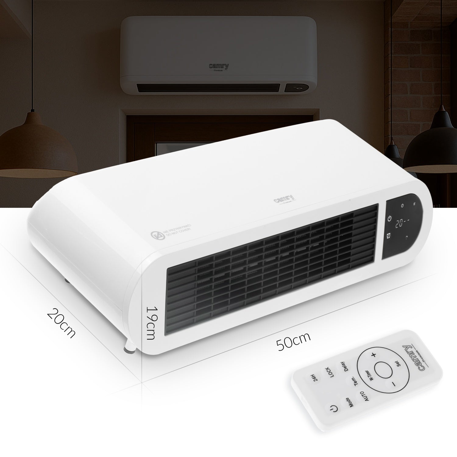 Varmeblæser 2000W med fjernbetjening og LED Display