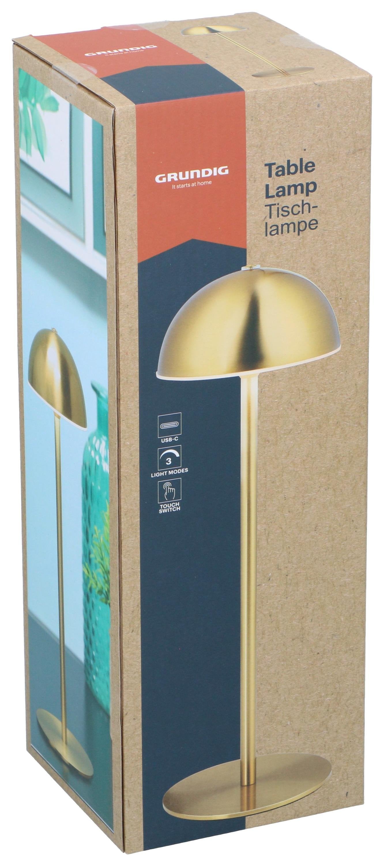 Grundig Bordlampe med Touch, 32 cm i guld med rundt hoved – elegant design
