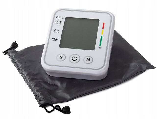 Elektronisk blodtryksmåler til overarmen med LCD-Display & opbevaringstaske