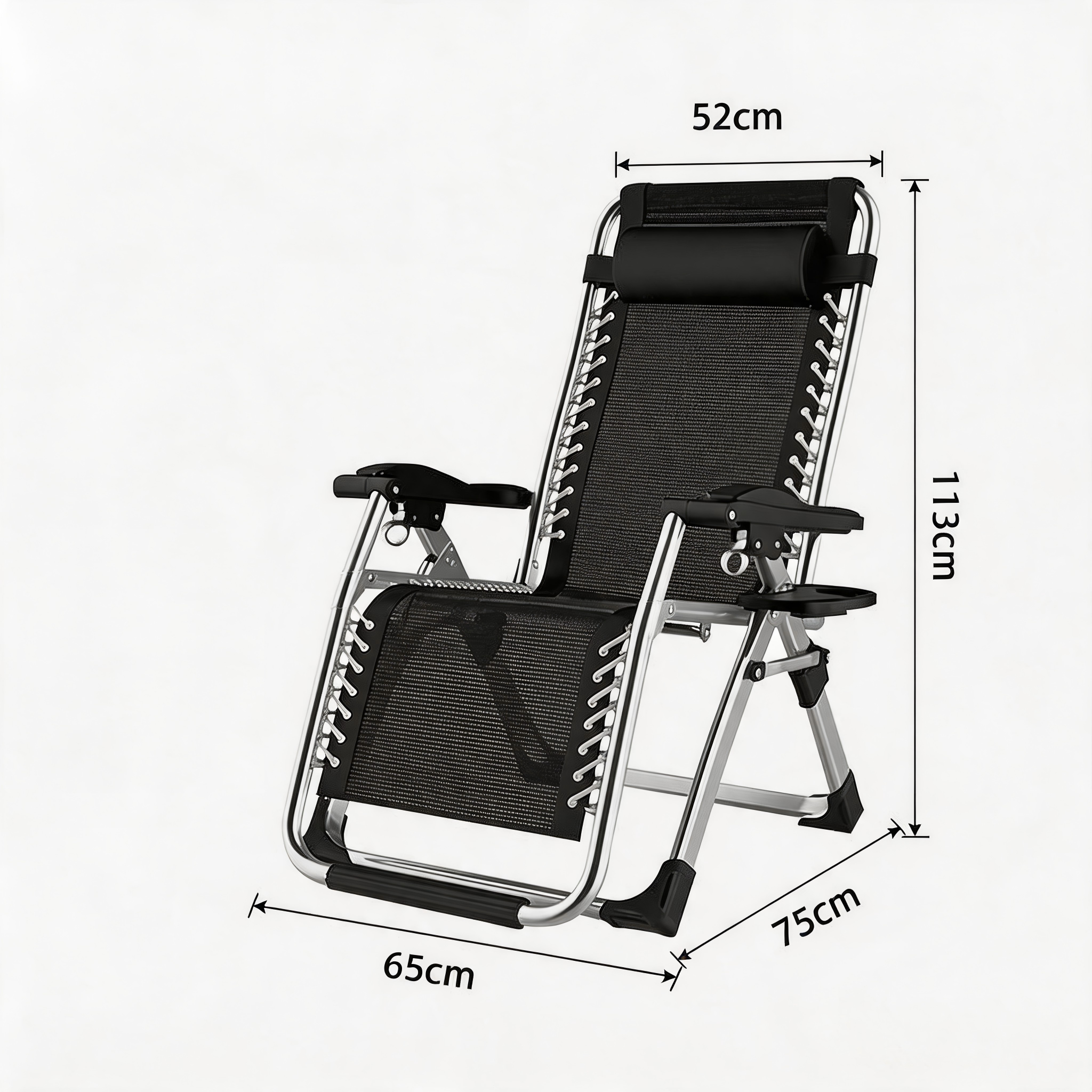Foldbar Solseng med Justerbar Ryglæn – Komfortabel Have- og Campingstol med Kopholder