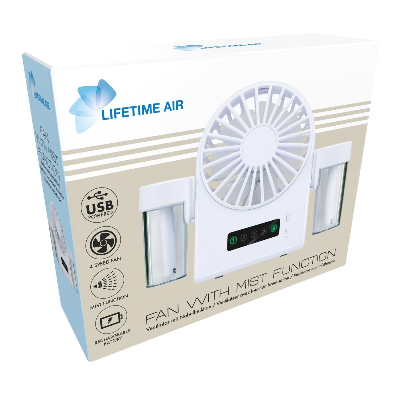 Bordventilator med Mist & USB Genopladelig – Kompakt Mini Ventilator til Skrivebord og Rejse
