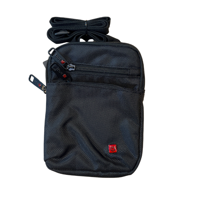 Multifunktionel Bæltetaske/Skuldertaske - Stilren Sort Polyester med Flere Rum