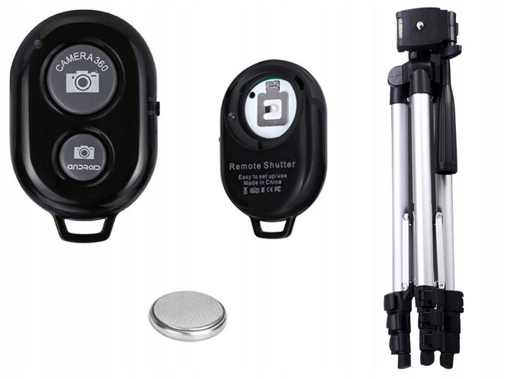 4-i-1 Kamerastativ med Bluetooth Fjernbetjening og Telefonholder