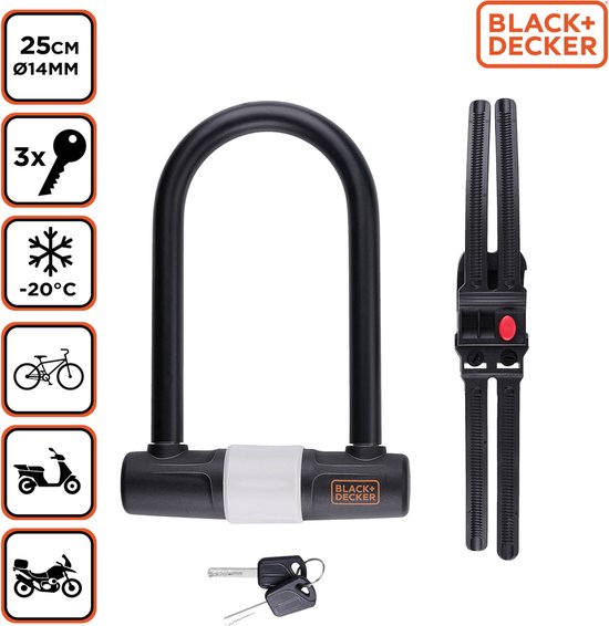 Black & Decker Bøjlelås – Robust og Sikkert til Cykel, Motorcykel og Scooter