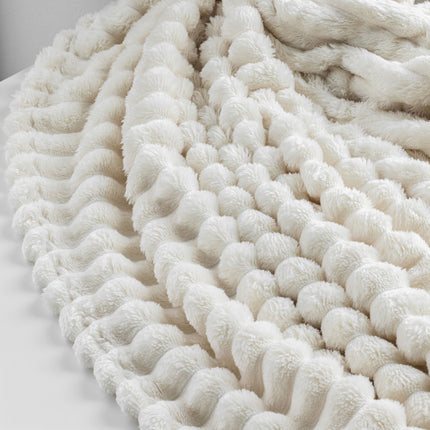 Fluffy Plaid i Råhvid – Ultra-Blød Luksus