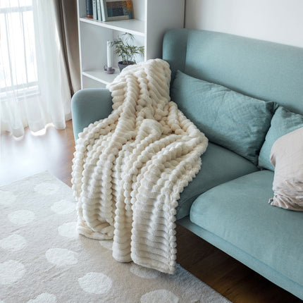 Fluffy Plaid i Råhvid – Ultra-Blød Luksus