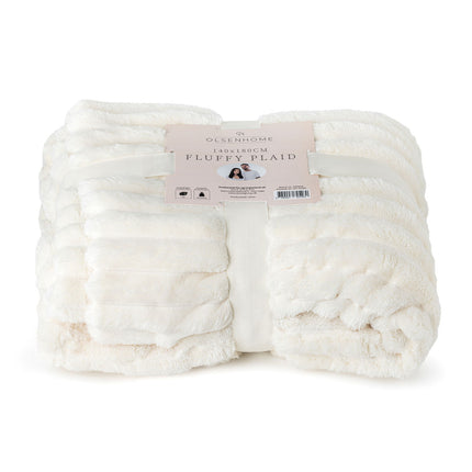 Fluffy Plaid i Råhvid – Ultra-Blød Luksus