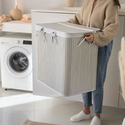 Bambus Vasketøjskurv 3 Størrelser– Elegant Kurv til Sortering af Vasketøj