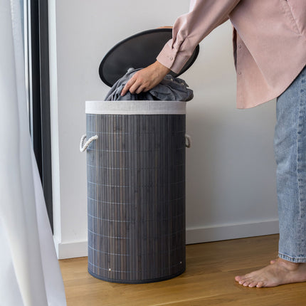 Bambus Vasketøjskurv 3 Størrelser– Elegant Kurv til Sortering af Vasketøj