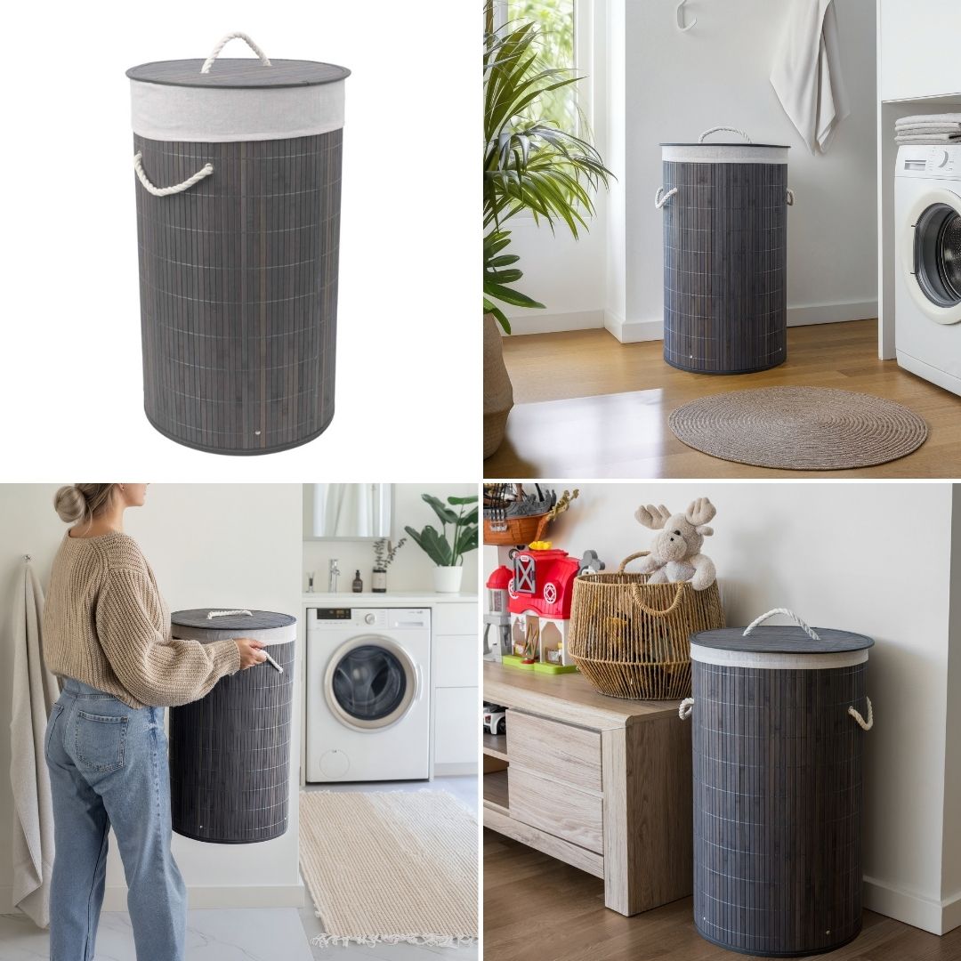 Bambus Vasketøjskurv 57 Liter - Elegant Kurv til Sortering af Vasketøj