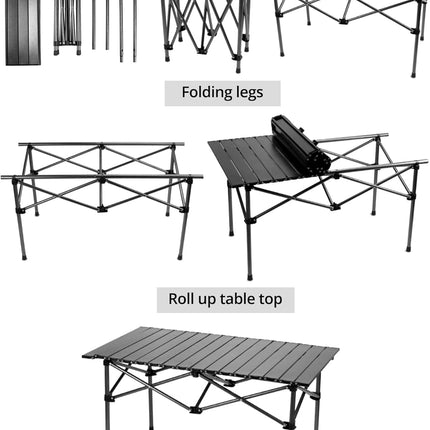 Campingbord, Sammenklappeligt, 3 størrelser, Sort