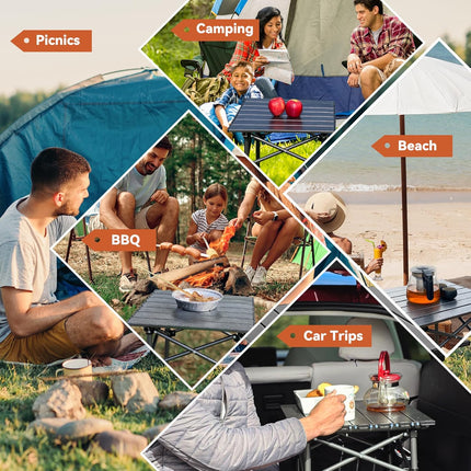 Campingbord, Sammenklappeligt, 3 størrelser, Sort