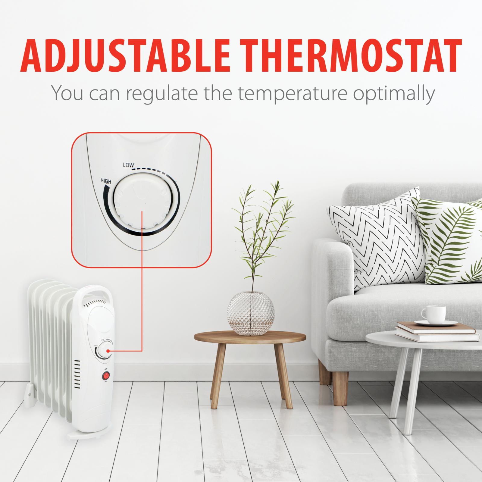 Olieradiator 850W  - Hvid med justerbar termostat