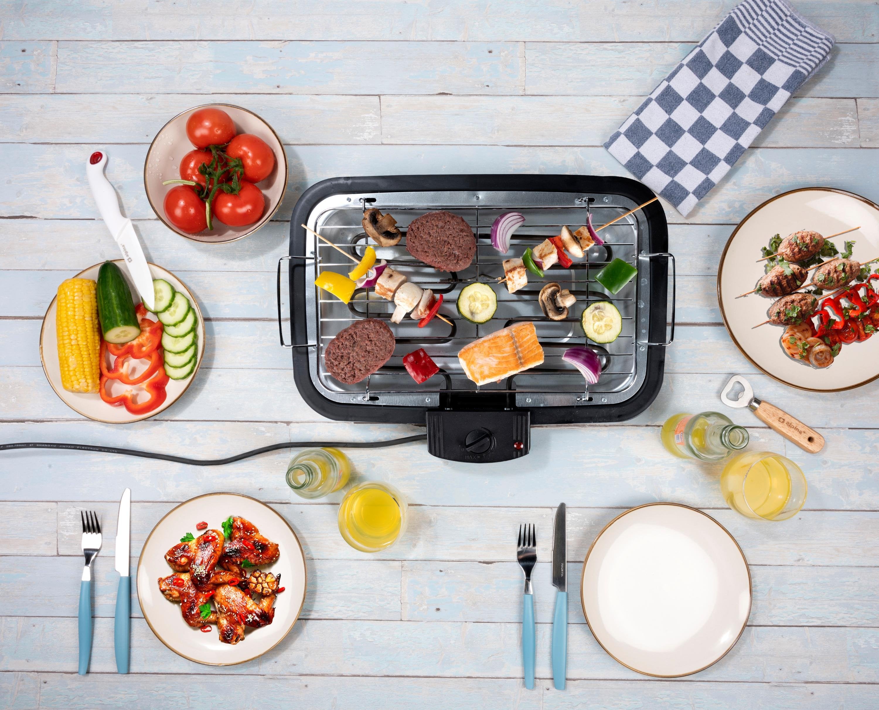 El-grill 2200W med temperaturkontrol – Elektrisk grill til inde og ude