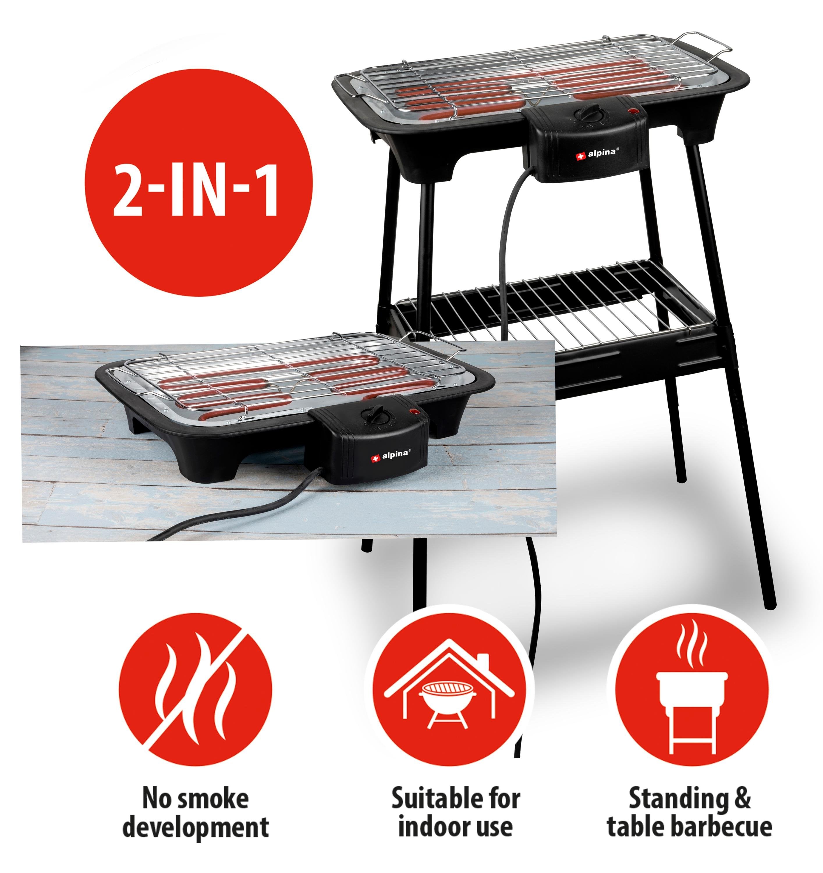 El-grill 2200W med temperaturkontrol – Elektrisk grill til inde og ude