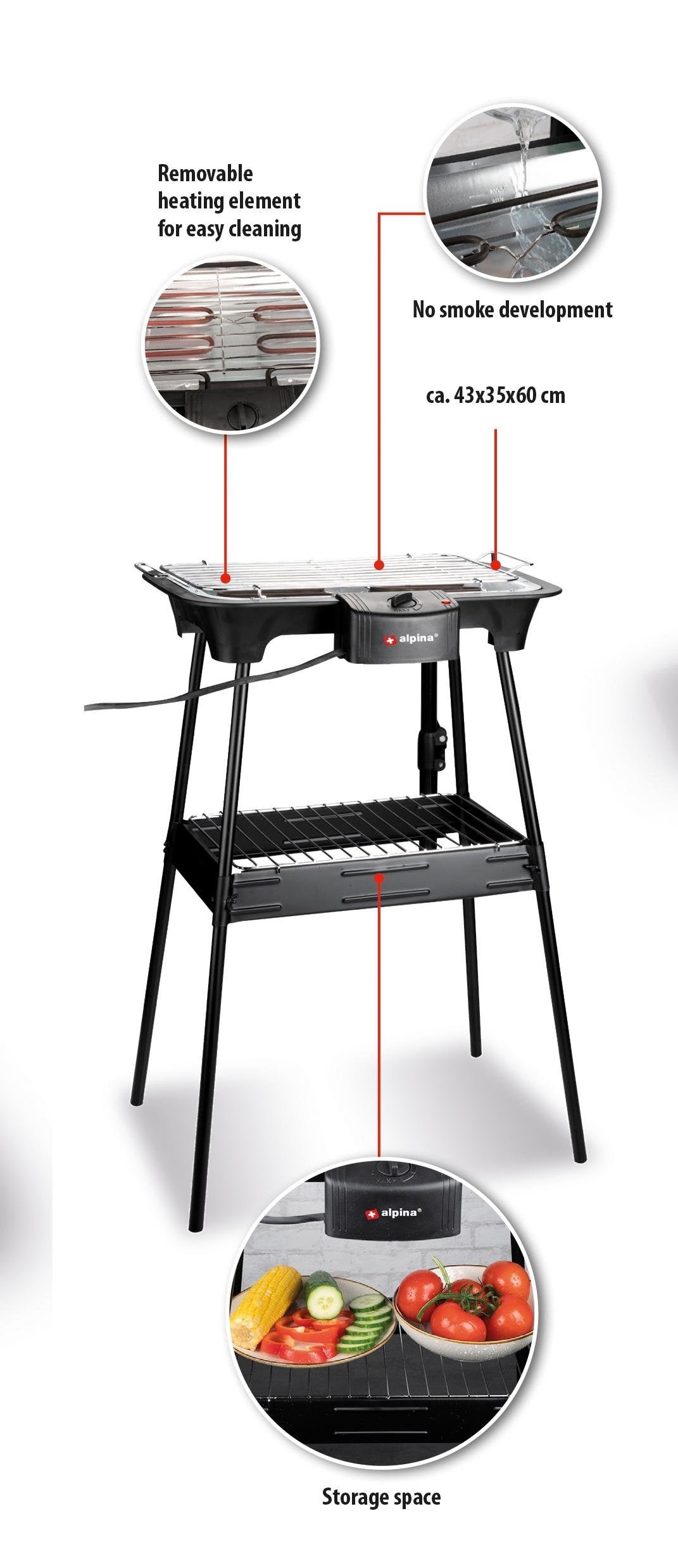 El-grill 2200W med temperaturkontrol – Elektrisk grill til inde og ude