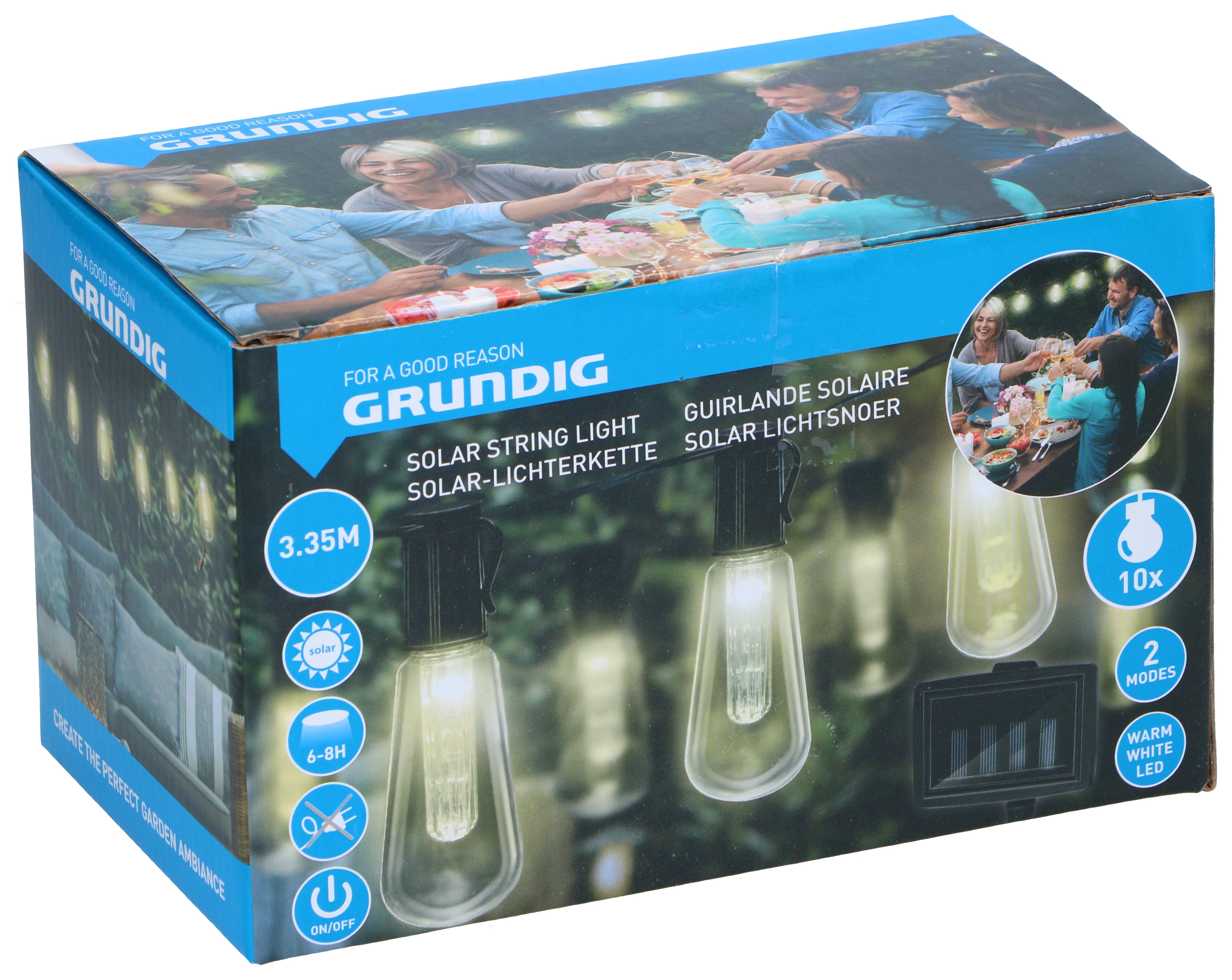 Solcelle Lyskæde med Varmt Hvidt Lys - 3,35 Meter