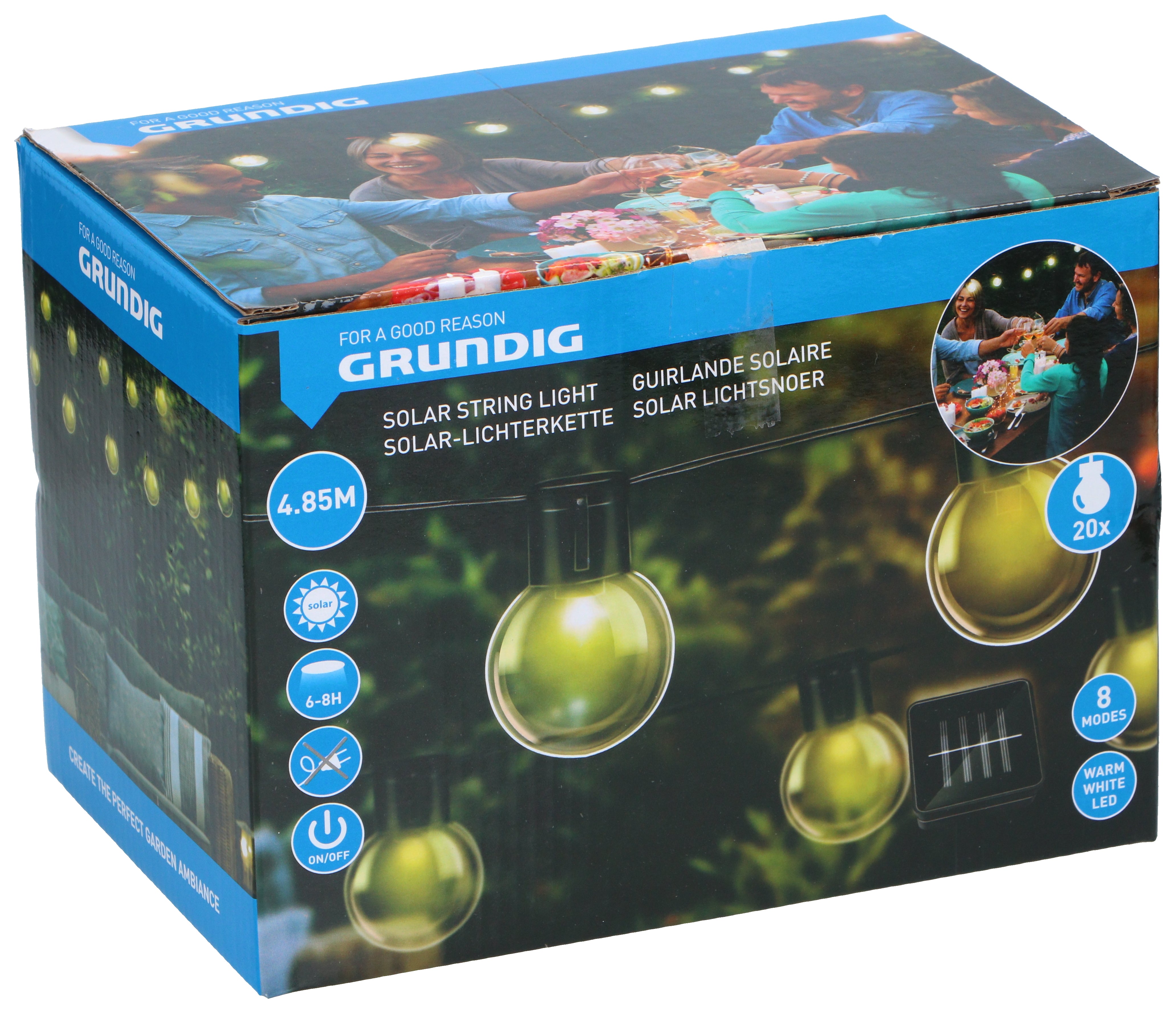 Solcelle Lyskæde fra Grundig - 4,85 Meter med 20 LED Lys