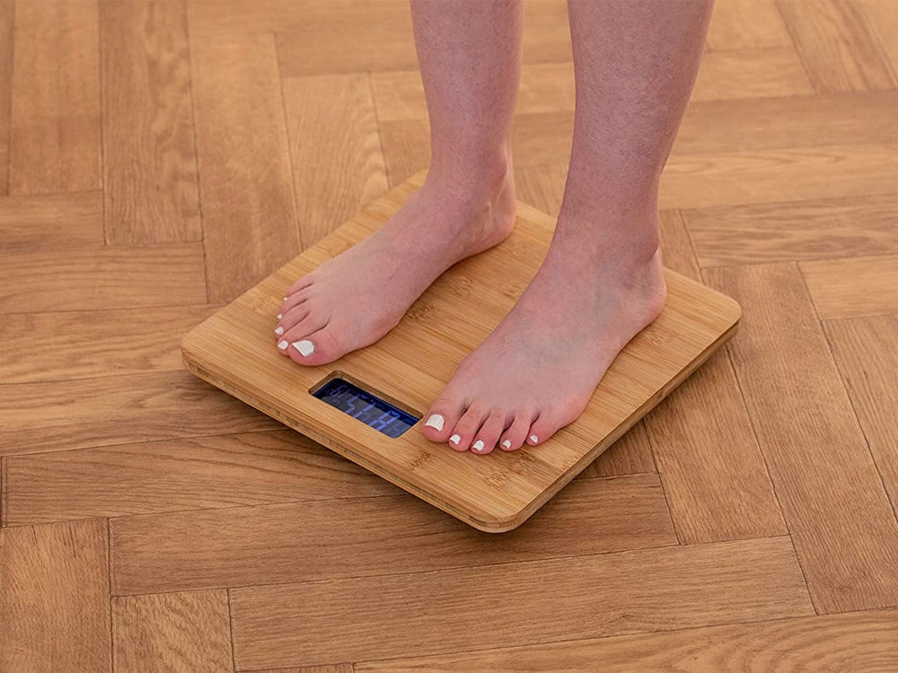 Elektronisk Bambus Digital Badevægt med Temperaturmåling
