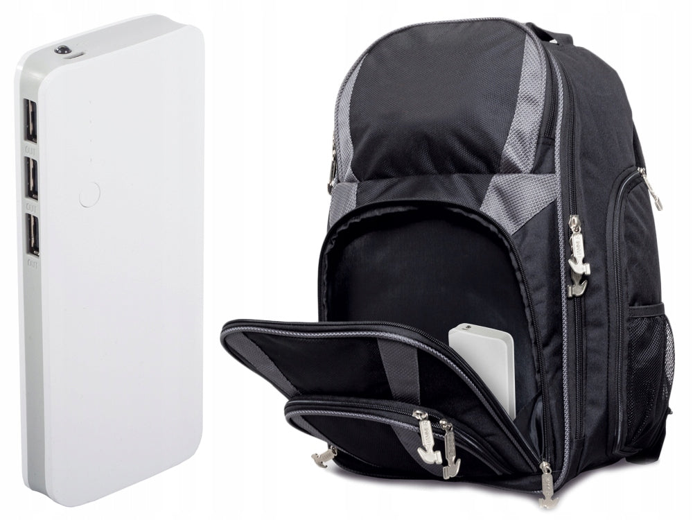 Powerbank 10.000mAh med 3x USB, hurtig opladning & LED lygte
