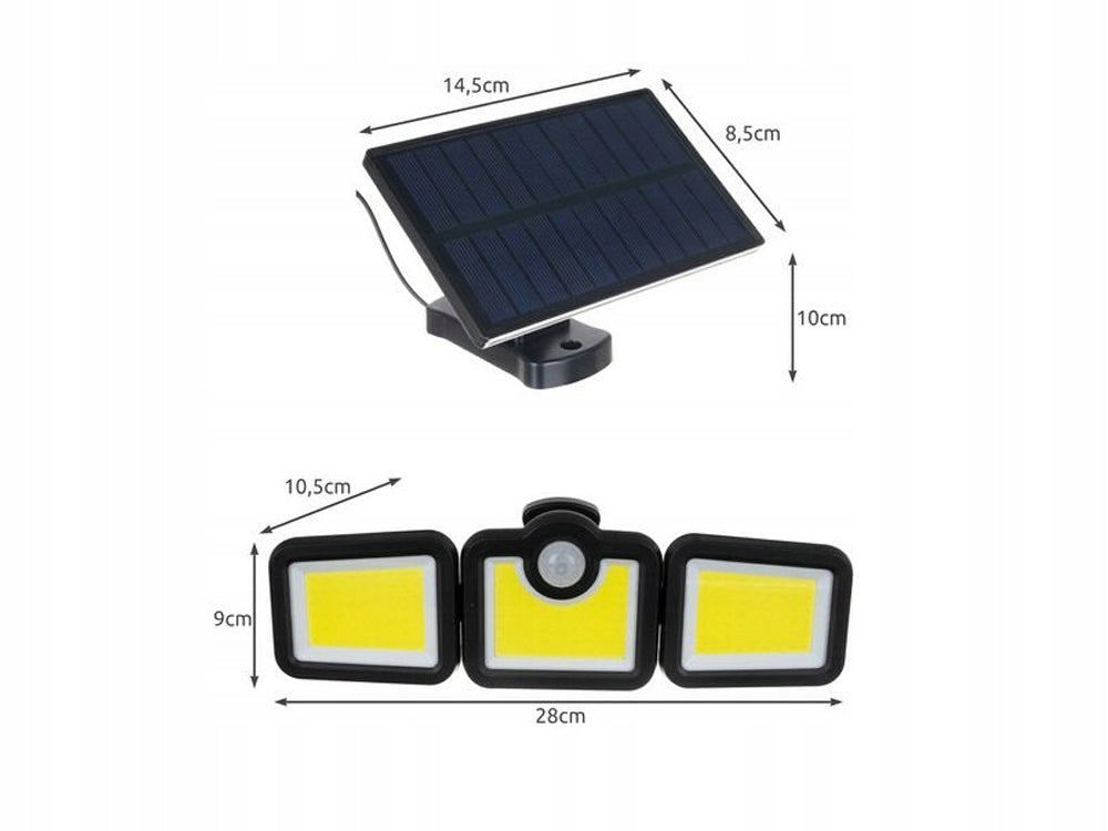 Solcellelampe med bevægelsessensor – 171 LED & fjernbetjening – 3-i-1 funktion