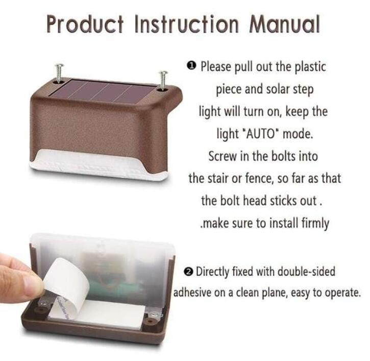 Solar-LED Trappe- og Hegnlys - 4 Stk. Sæt