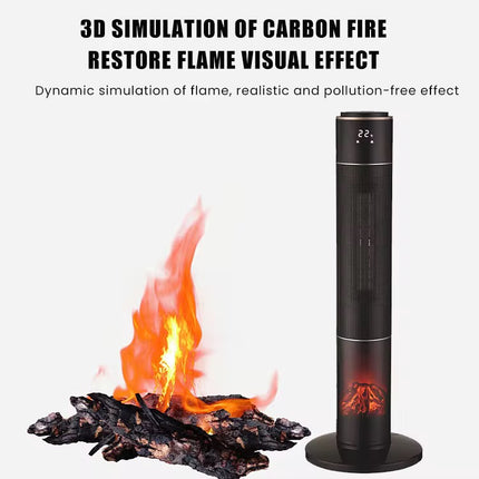 Søjlevarmer 2000W med pejseeffekt og fjernbetjening