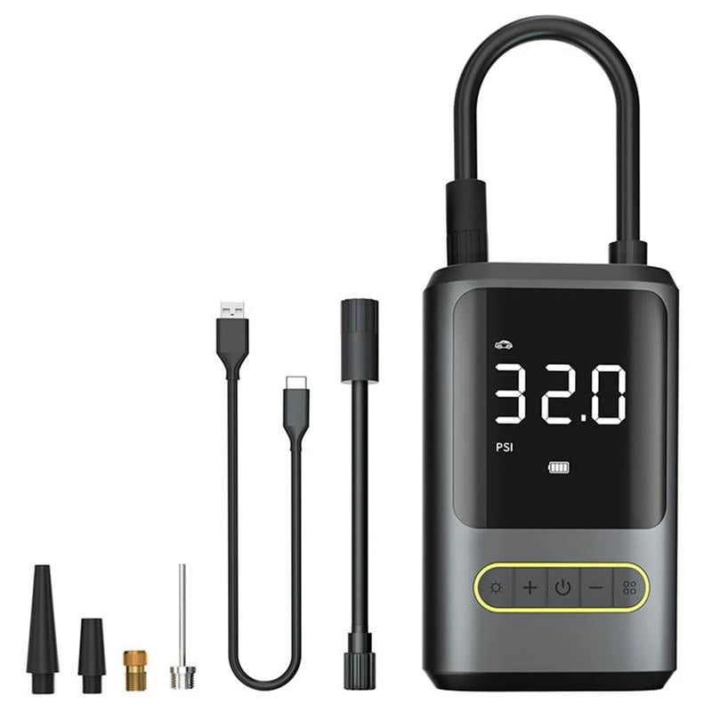 Dækpumpe, powerbank,  2 x 2.000 mAh battericeller